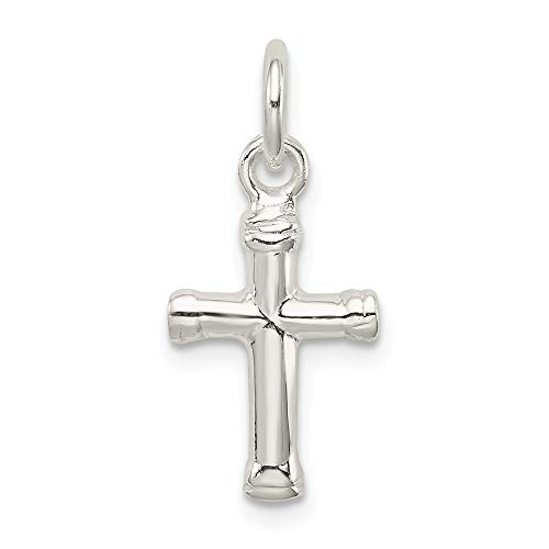 Halskette aus 925er-Sterlingsilber, massiv, poliert, wendbar, religiöser Glaube, Kreuz-Anhänger, Halskette, Maße: 17 x 10 mm breit, Schmuck für Damen, One Size, Metall Silber Sterling-Silber, Kein von JewelryWeb