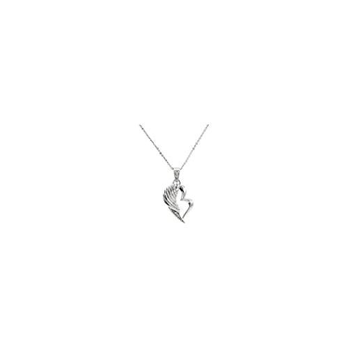 Halskette aus 925er-Sterlingsilber, poliert, Motiv: gebrochener Flügel, Schmuck, Geschenke für Frauen, 46 cm von JewelryWeb