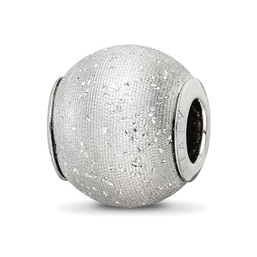 Halskette aus 925er-Sterlingsilber, poliert, lasergeschnitten, grau, lasergeschnitten, Perlen-Charm-Anhänger, Halskette, Maße: 10,91 x 10,00 mm breit, Schmuck für Damen, One Size, Metall Silber von JewelryWeb