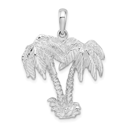 Halskette aus 925er-Sterlingsilber, rhodiniert, poliert, strukturiert, doppelte Palme, 34,22 mm lang, Schmuckgeschenk für Mutter, One Size, Metall Silber Aus Metall Rhodium Silberfarben, Kein Halskette aus 925er-Sterlingsilber, rhodiniert, poliert, strukturiert, doppelte Palme, 34,22 mm lang, Schmuckgeschenk für Mutter, One Size, Metall Silber Aus Metall Rhodium Silberfarben, Kein von JewelryWeb