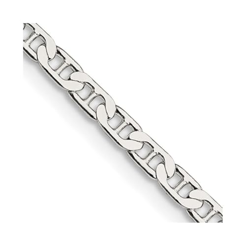Halskette aus Sterlingsilber, 3,75 mm, flach, Ankerkette, Längenoptionen: 41 46 51 56 61, Metall von JewelryWeb
