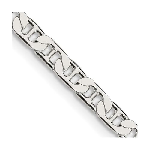 Halskette aus Sterlingsilber, 3,75 mm, flach, Ankerkette, Längenoptionen: 41 46 51 56 61, Metall von JewelryWeb