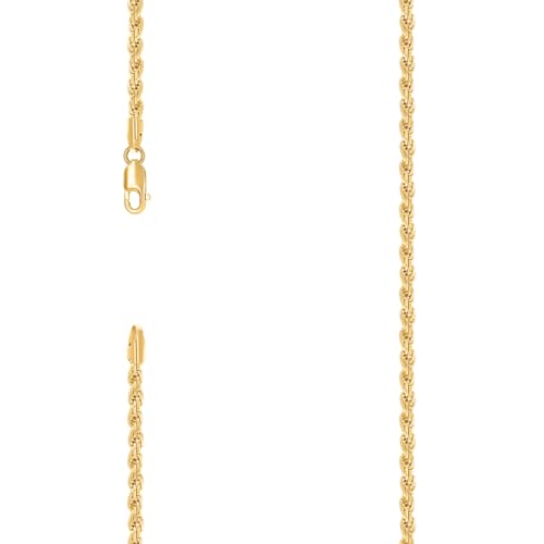 Halskette aus massivem 925er-Sterlingsilber, gelb, 3,5 mm, 61 cm, für Damen und Herren von JewelryWeb