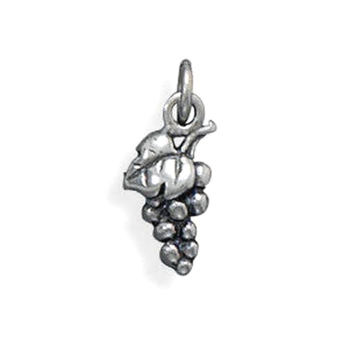 Halskette aus oxidiertem 925er-Sterlingsilber, Weintrauben-Anhänger, Maße: 6,5 x 16 mm, Schmuck für Damen von JewelryWeb
