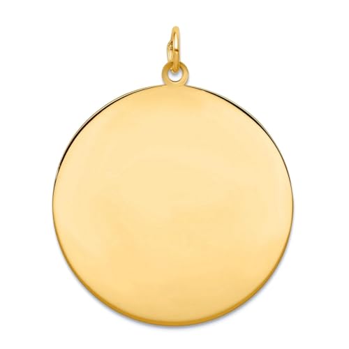 Halskette für Damen, 10 Karat Gelbgold, poliert, 0,013 Gauge, kreisförmig, gravierbar, 32 x 28 mm breit von JewelryWeb