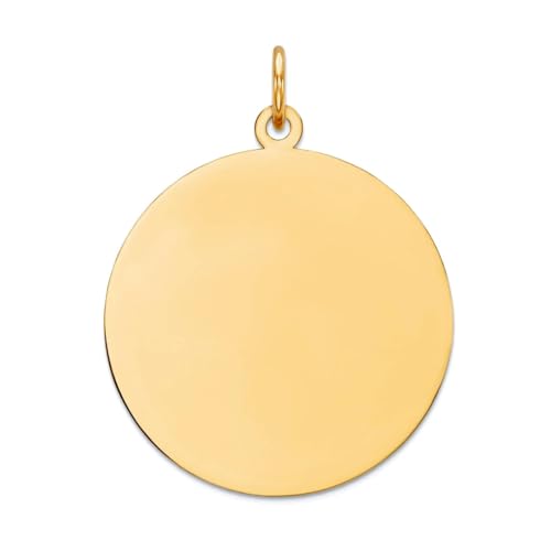 Halskette für Damen, 10 Karat Gelbgold, poliert, 0,018 Gauge, kreisförmig, gravierbar, 28 x 24 mm breit von JewelryWeb