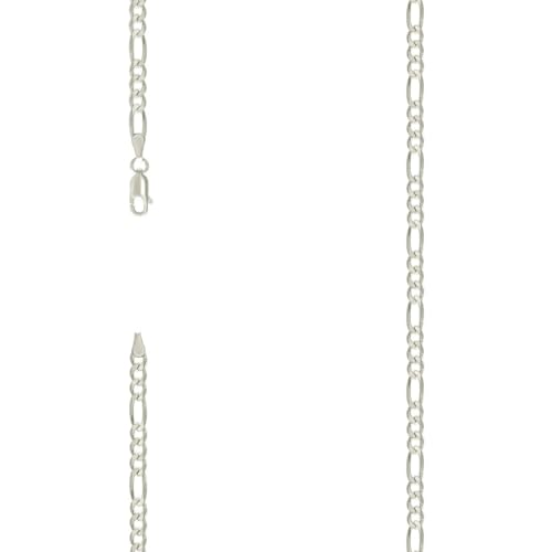 Halskette für Damen aus 925er-Sterlingsilber, massiv, klassisch, mit Figaro, versilbert, 4,0 mm, 46 cm von JewelryWeb