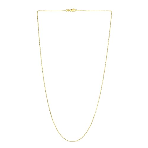 Halskette mit 14 Karat Gelbgold-Finish, 1 mm, glitzernde Perlenkette, Halskette mit Karabinerverschluss, Schmuckgeschenke für Frauen – Längenoptionen: 41 46 51, Gelbgold von JewelryWeb