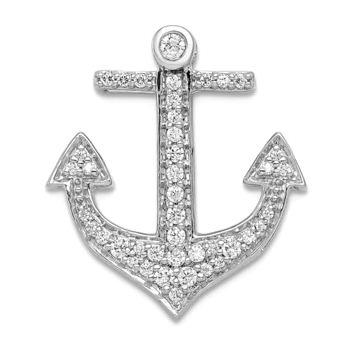 Halskette mit 14-karätigem Weißgold-Diamant-Anhänger, 21,5 mm, langer Anhänger für Damen von JewelryWeb