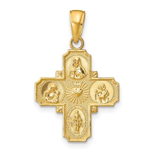 Halskette mit 4-Wege-Medaillenanhänger, 19 mm, Gold, Schmuck, Geschenke für Frauen von JewelryWeb