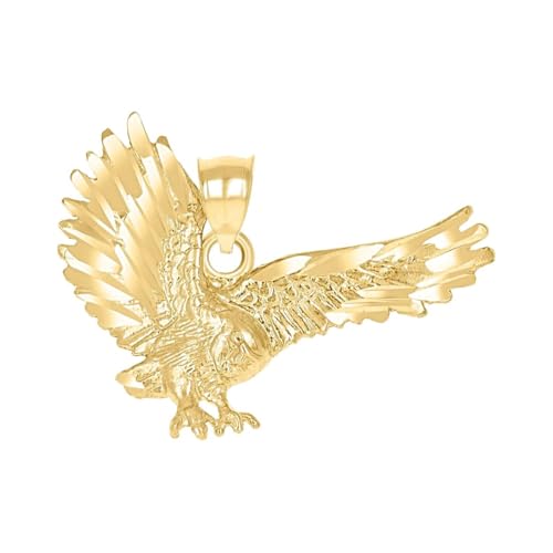 Halskette mit Anhänger, 10 Karat Gold, DC, Unisex, Adler, Höhe 20,5 mm x Breite 29,4 mm, Tier-Anhänger, Schmuck, Geschenke für Frauen – höhere Goldqualität als 9 Karat Gold von JewelryWeb