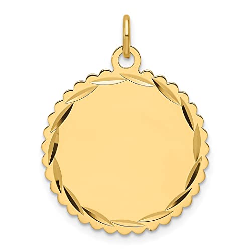 Halskette mit Anhänger, 14 Karat Gold, 0,011 Gauge, gravierbar, gewellt, 21,5 mm, Schmuck, Geschenke für Frauen von JewelryWeb