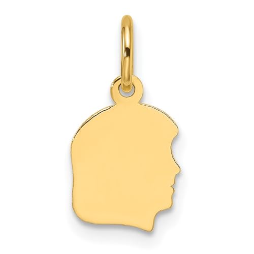 Halskette mit Anhänger, 14 Karat Gold, 0,018 Gauge, nach rechts, gravierbar, 15 x 8 mm breit, Schmuckgeschenke für Frauen, Gelbgold von JewelryWeb