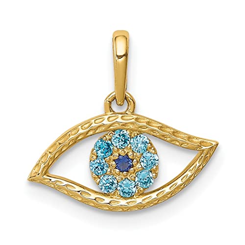 Halskette mit Anhänger, 18 mm, goldfarben, blauer Zirkonia, künstlicher Diamant, Augenanhänger, Schmuck für Damen, Zirkonia von JewelryWeb