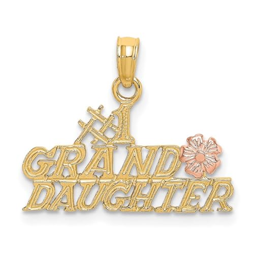 Halskette mit Anhänger "Enkelin mit Blumen", zweifarbig, goldfarben, 21 mm, Schmuck, Geschenke für Frauen von JewelryWeb