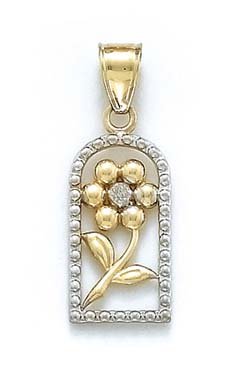 Halskette mit Blumen-Anhänger, 14 Karat, zweifarbig, Gold, Schmuck, Geschenke für Frauen, Metall von JewelryWeb