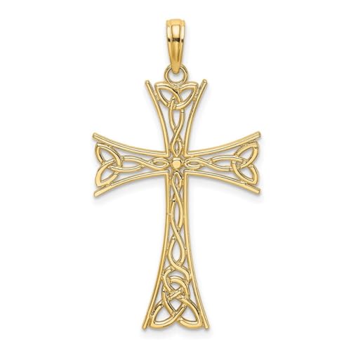 Halskette mit Kreuzanhänger, goldfarben, poliert, keltischer Knoten, religiöser Glaube, 34,1 mm lang, Schmuck, Geschenke für Frauen von JewelryWeb