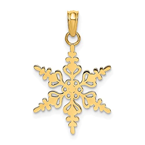 Halskette mit Schneeflocken-Anhänger, 15 mm, Gold, poliert, Geschenk für Damen von JewelryWeb