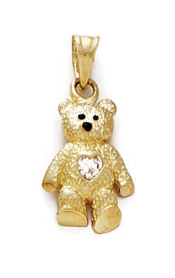 Halskette mit Teddybär-Anhänger, 14 Karat Gelbgold, 38,1 cm lang, Schmuck, Geschenke für Frauen von JewelryWeb