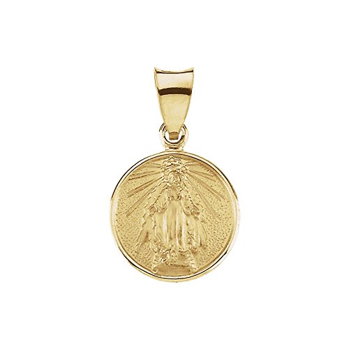 Halskette mit religiösem Medaillenanhänger, 18 Karat Gelbgold, 13 mm, Schmuck, Geschenke für Frauen, Gelbgold von JewelryWeb