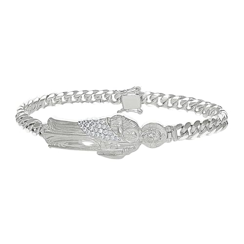 Herren-Armband St. Jude, 925er Sterlingsilber, religiöses Armband, 20 cm, 15,6 mm breit, Gliederarmband für Herren von JewelryWeb