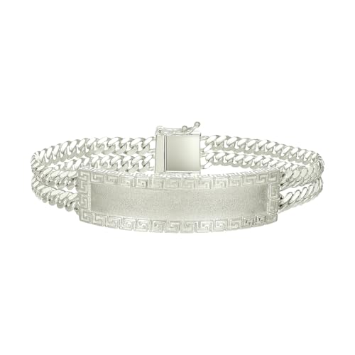 Herren-Armband aus 925er-Sterlingsilber mit griechischem Schlüssel, 20 cm, 14,8 mm lang, Identifikationsarmband für Herren von JewelryWeb