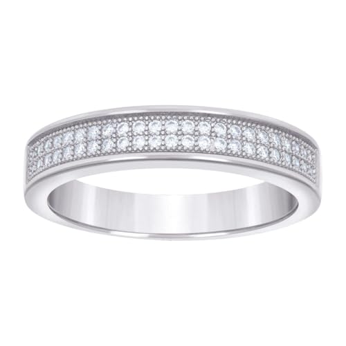 Herren-Ehering aus 925er-Sterlingsilber, 0,32 Karat, Moissanit, 4,2 mm lang, Größe 11, Hochzeitsband für Herren von JewelryWeb