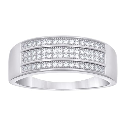 Herren-Ehering aus 925er-Sterlingsilber, 0,50 Karat, Moissanit, 8,3 mm lang, Größe 6, Hochzeitsband für Herren Herren-Ehering aus 925er-Sterlingsilber, 0,50 Karat, Moissanit, 8,3 mm lang, Größe 6, Hochzeitsband für Herren von JewelryWeb