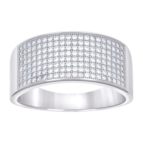 Herren-Ehering aus 925er Sterlingsilber, 1,12 Karat Moissanit, 10,6 mm lang, Größe 6, Hochzeitsband für Herren von JewelryWeb