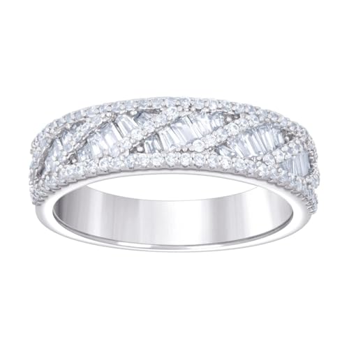 Herren-Ehering aus 925er-Sterlingsilber, Baguette, rund, Zirkonia, simulierter Diamant, 5,8 x 5,8 mm breit, Größe 6, Hochzeitsring für Herren Herren-Ehering aus 925er-Sterlingsilber, Baguette, rund, Zirkonia, simulierter Diamant, 5,8 x 5,8 mm breit, Größe 6, Hochzeitsring für Herren von JewelryWeb