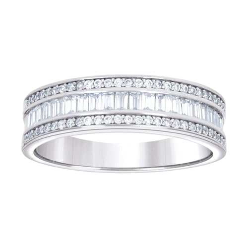 Herren-Ehering aus 925er-Sterlingsilber, Baguette, rund, Zirkonia, simulierter Diamant, 6,7 x 6,7 mm breit, Größe 8, Hochzeitsring für Herren Herren-Ehering aus 925er-Sterlingsilber, Baguette, rund, Zirkonia, simulierter Diamant, 6,7 x 6,7 mm breit, Größe 8, Hochzeitsring für Herren von JewelryWeb