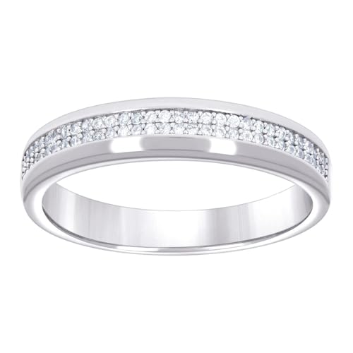Herren-Ehering aus 925er-Sterlingsilber, Zirkonia, künstlicher Diamant, 4,8 x 4,8 mm breit, Größe 10, Hochzeitsring für Herren von JewelryWeb