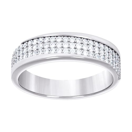 Herren-Ehering aus 925er-Sterlingsilber, mit Zirkonia, künstlicher Diamant, 5,7 x 5,7 mm breit, Größe 10, Hochzeitsring für Herren von JewelryWeb