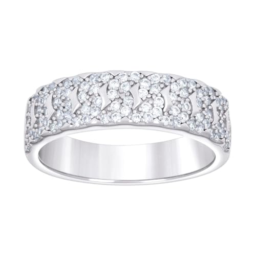 Herren-Ehering aus 925er-Sterlingsilber, mit Zirkonia, künstlicher Diamant, 5,9 x 5,9 mm breit, Größe 7, Hochzeitsring für Herren von JewelryWeb