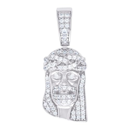 Herren-Halskette aus 925er-Sterlingsilber, 0,45 Karat, Moissanit, religiöser Charm-Anhänger, 25,2 x 10 mm breit von JewelryWeb