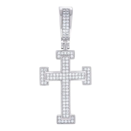 Herren-Halskette aus 925er-Sterlingsilber, 0,45 Karat, Moissanit-Kreuz, religiöser Charm-Anhänger, 39,9 x 17,4 mm breit, Halskette für Herren von JewelryWeb