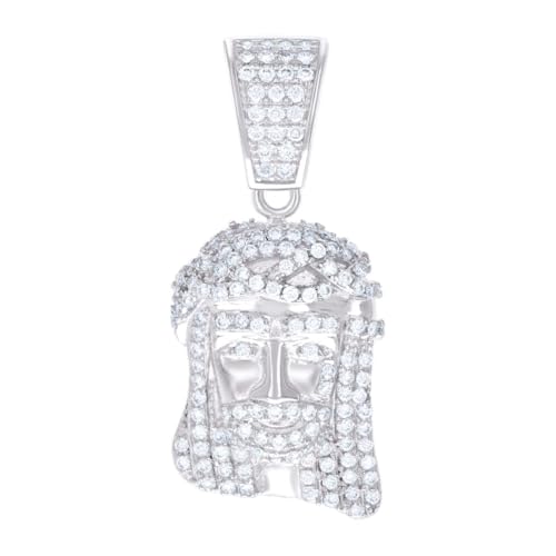 Herren-Halskette aus 925er-Sterlingsilber, 0,66 Karat, Moissanit, religiöser Charm-Anhänger, 32 x 14 mm breit von JewelryWeb