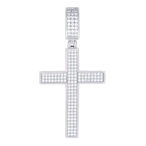 Herren-Halskette aus 925er Sterlingsilber, 0,74 Karat Moissanit-Kreuz, religiöser Charm-Anhänger, 45,6 x 22,8 mm breit, Halskette für Herren von JewelryWeb