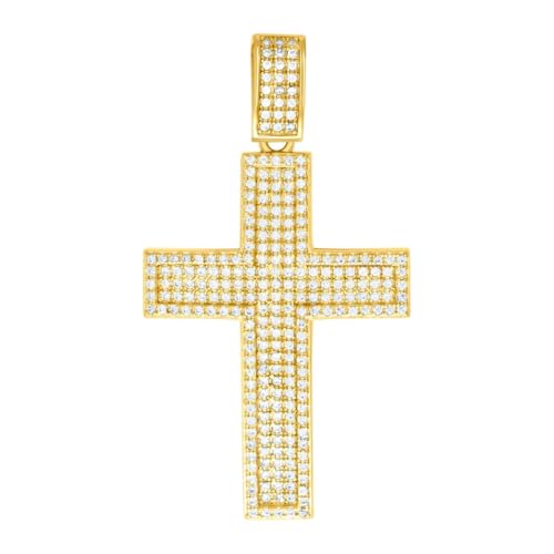Herren-Halskette aus 925er-Sterlingsilber, 1,07 Karat Moissanit-Kreuz, religiöser Charm-Anhänger, 46,4 x 25,2 mm breit, Halskette für Herren von JewelryWeb