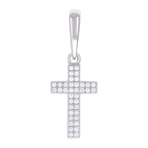 Herren-Halskette aus 925er Sterlingsilber, 1,2 Karat Moissanit-Kreuz, religiöser Charm-Anhänger, 23,5 x 10,5 mm breit von JewelryWeb