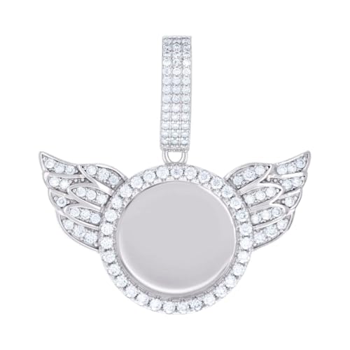 Herren-Halskette aus 925er Sterlingsilber, 1,20 Karat Moissanit, fliegender Kreis, 33,7 x 33,3 mm breit, Halskette für Herren von JewelryWeb