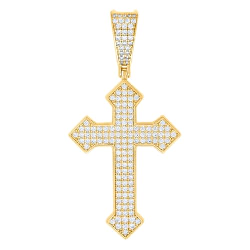 Herren-Halskette aus 925er-Sterlingsilber, 1,22 Karat Moissanit-Kreuz, religiöser Charm-Anhänger, 51,9 x 25,2 mm breit von JewelryWeb