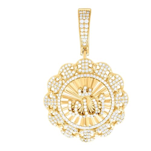 Herren-Halskette aus 925er-Sterlingsilber, 1,46 Karat, Moissanit-Symbol, religiöser Charm-Anhänger, 47,9 x 30 mm breit von JewelryWeb