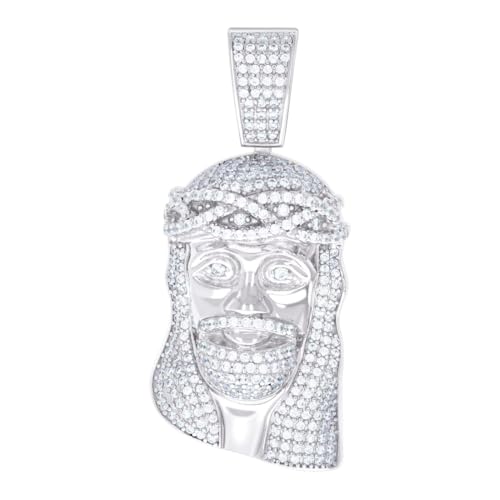 Herren-Halskette aus 925er-Sterlingsilber, 1,52 Karat, Moissanit, religiöser Charm-Anhänger, 43,1 x 19 mm breit von JewelryWeb