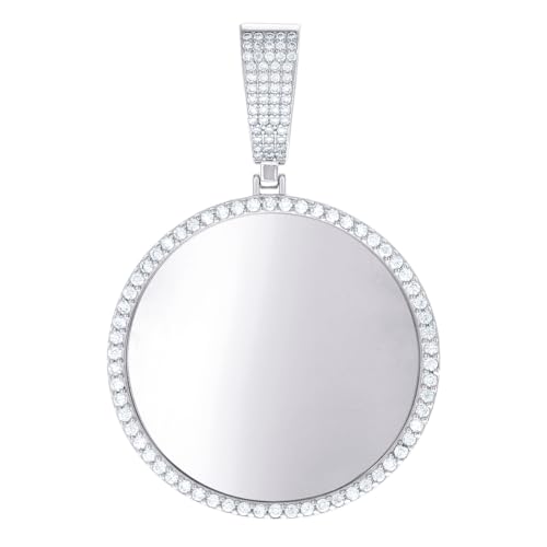 Herren-Halskette aus 925er-Sterlingsilber, 1,55 Karat Moissanit-Bilderrahmen-Anhänger, 58,8 x 39,5 mm breit von JewelryWeb