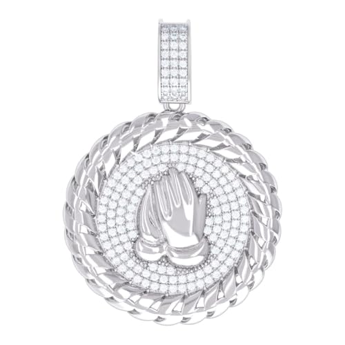 Herren-Halskette aus 925er-Sterlingsilber, 1,57 Karat, Moissanit-Symbol, religiöser Charm-Anhänger, 46,2 x 32,8 mm breit, Halskette für Herren von JewelryWeb