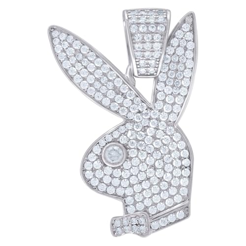 Herren-Halskette aus 925er-Sterlingsilber, 1,68 Karat, Moissanit-Symbol, 34,5 x 21,5 mm breit von JewelryWeb