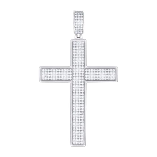 Herren-Halskette aus 925er Sterlingsilber, 1,70 Karat Moissanit-Kreuz, religiöser Charm-Anhänger, 65 x 36,8 mm breit von JewelryWeb