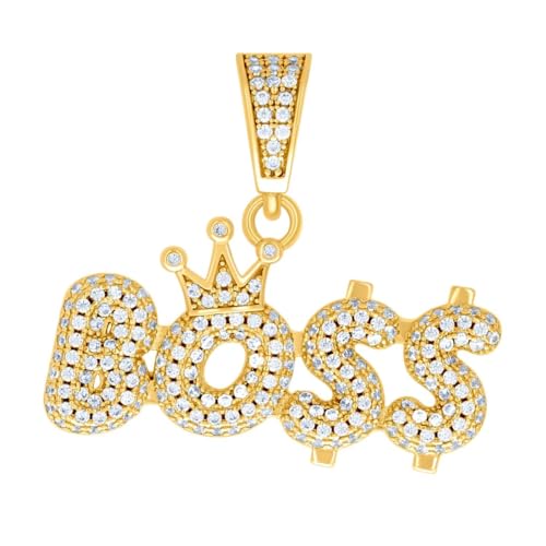 Herren-Halskette aus 925er-Sterlingsilber, 1,83 Karat, Moissanit-Boss, modischer Charm-Anhänger, 32,8 x 36 mm breit von JewelryWeb