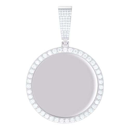 Herren-Halskette aus 925er-Sterlingsilber, 3,04 Karat Moissanit-Kreis-Bilderrahmen-Anhänger, 59,5 x 39,5 mm breit von JewelryWeb
